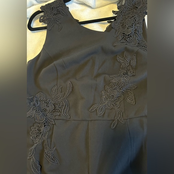 Like New APT.9 Black Jumpsuit with flower appliqué - Picture 12 of 12